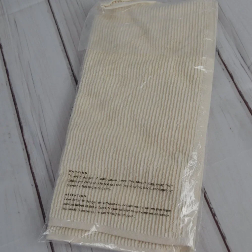 Brooklinen 100% Organic Cotton Ribbed Washcloths Vanilla Set 2 WC-GTS-41 NEW